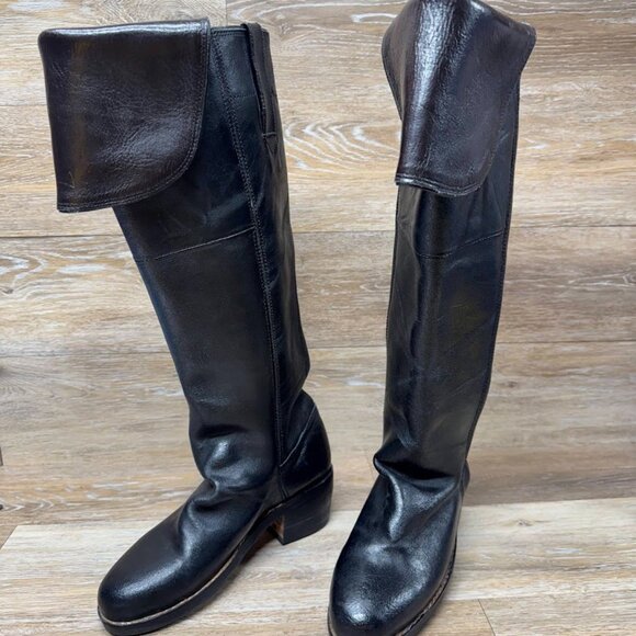 Gladiator Prussian Long Cuirassier Black Leather Boots Women's Size 8